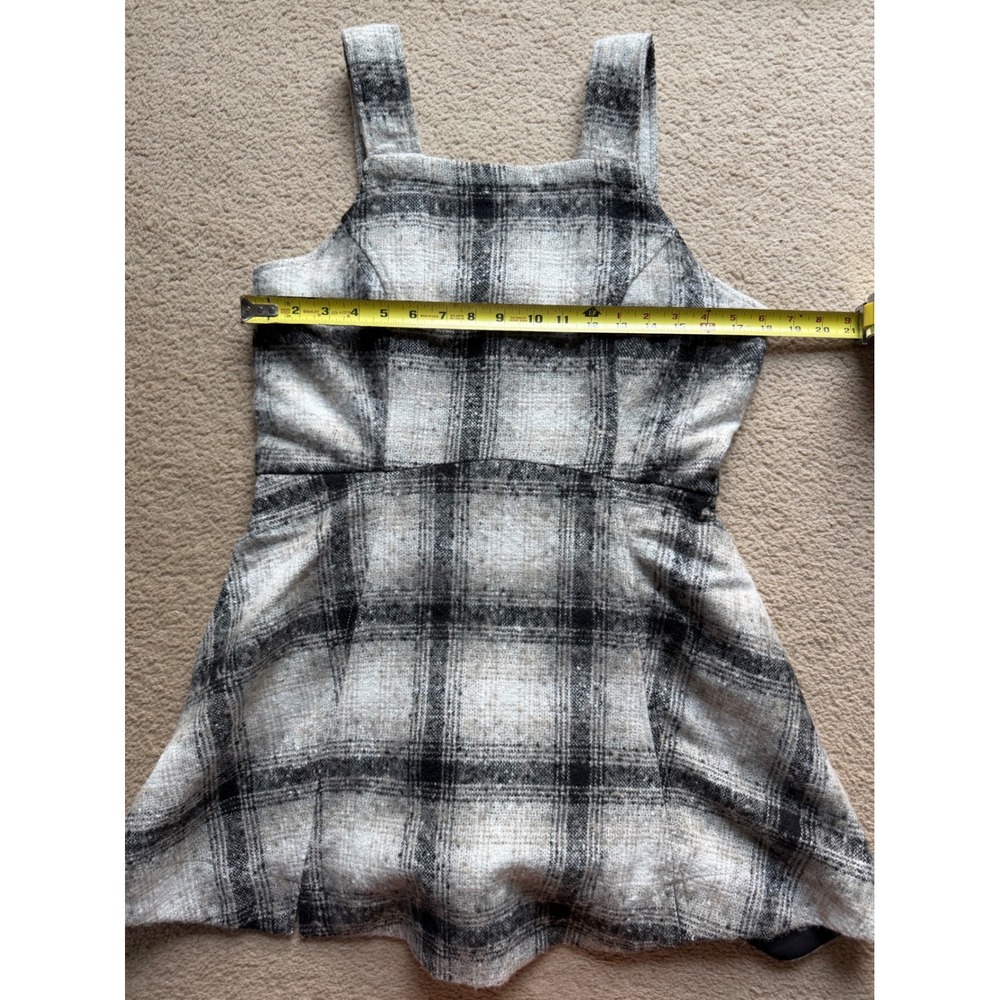 Anthropologie Plaid Mini Pinafore Romper Dress Brown Cream Jumper Size 8 NWT - Picture 5 of 8